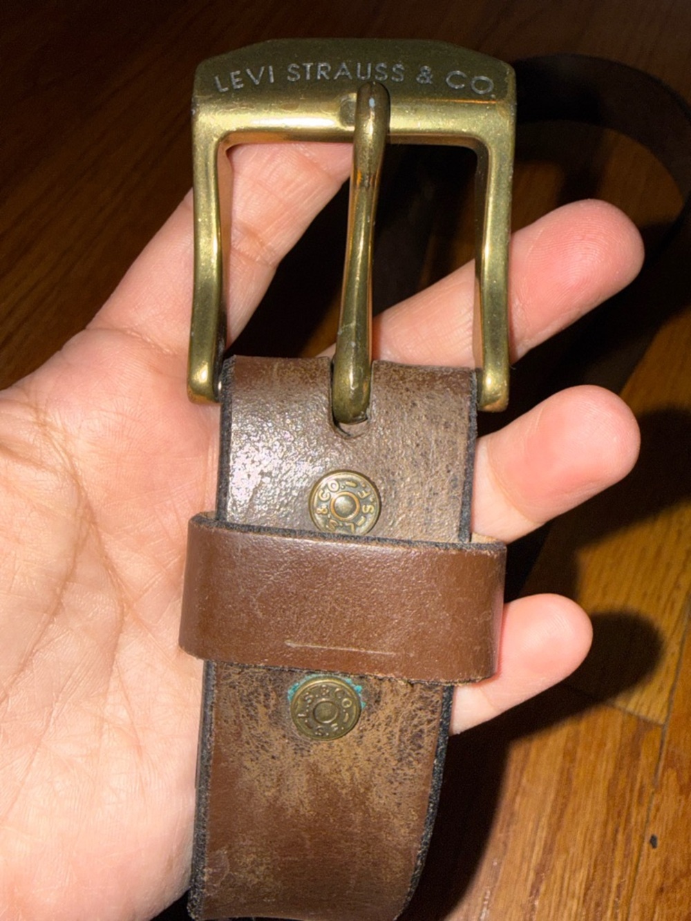 Levi's Brown Leather Belt with Brass Buckle